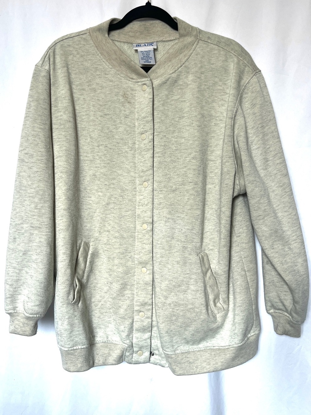 Blair Light Heather Gray Snap-Front Varsity Jacket